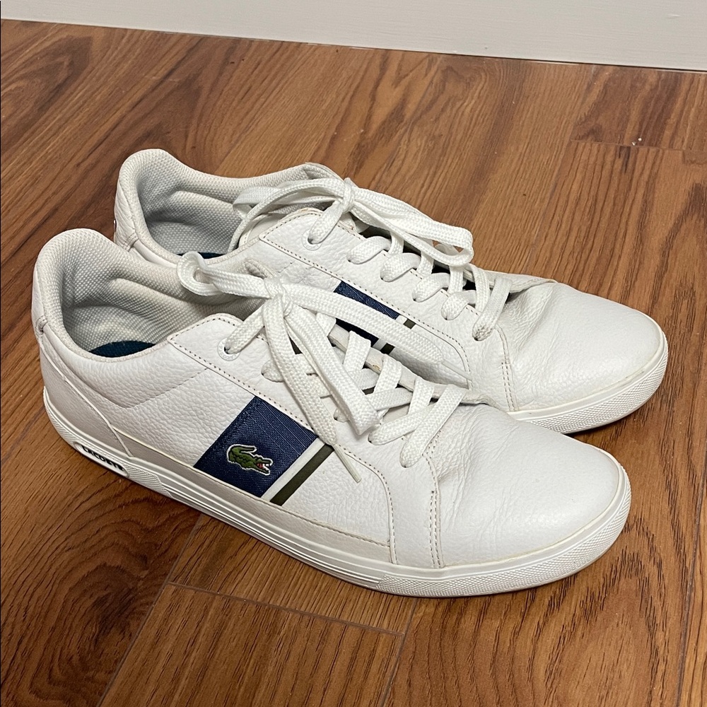 Lacoste Men's White and Blue Sneakers